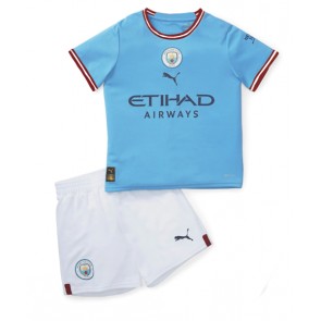 Manchester City kläder Barn 2022-23 Hemmatröja Kortärmad (+ korta byxor)